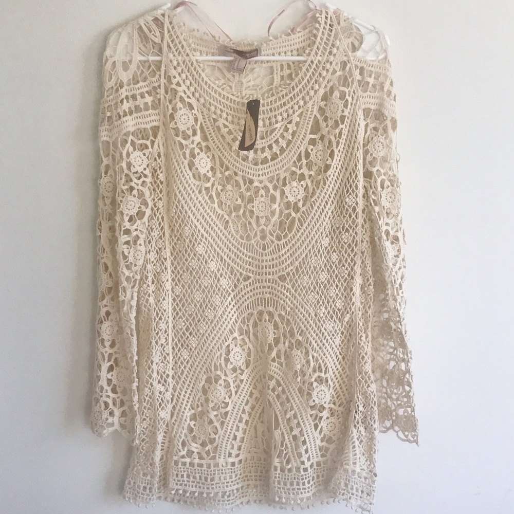 Cream Color Crochet Knit Top/Dress