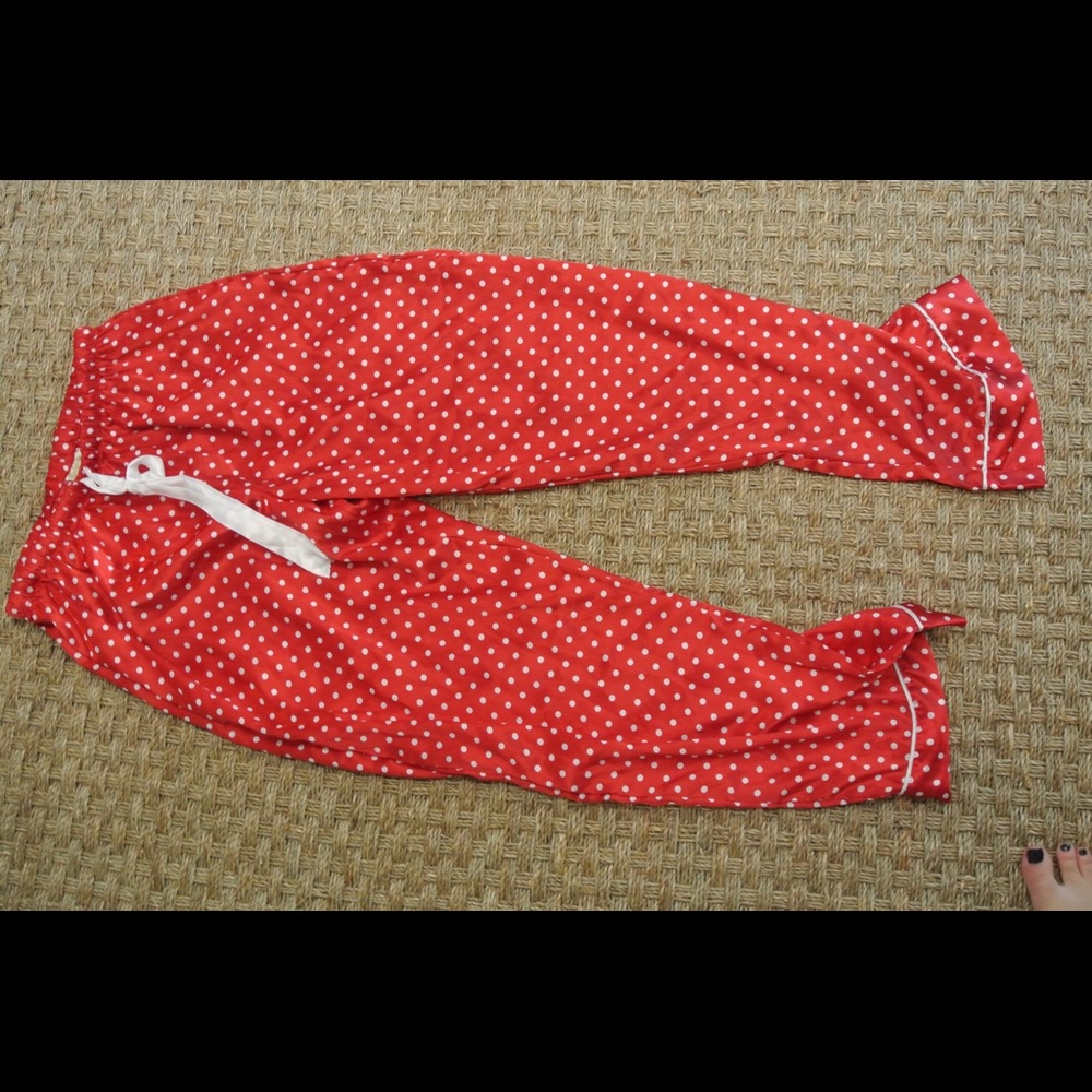 Polka dot silk pajama pants