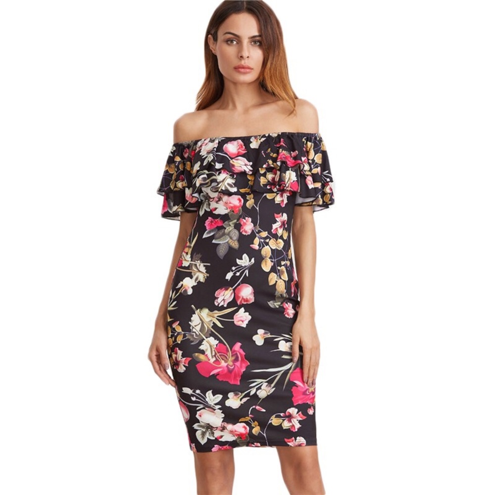 🌹Flounce Layered Neckline Floral Dress🌹