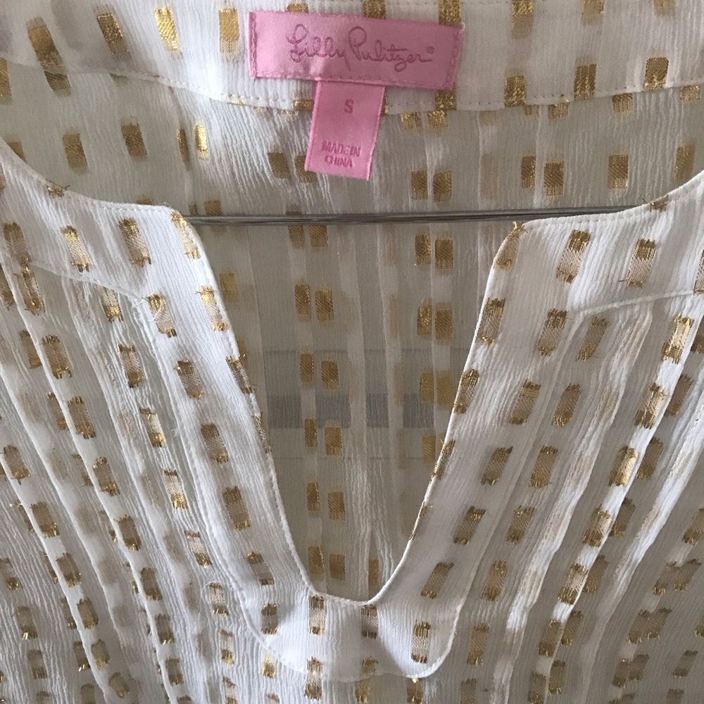 🍨Lilly Pulitzer Gold Colby Top - Picture 4 of 4
