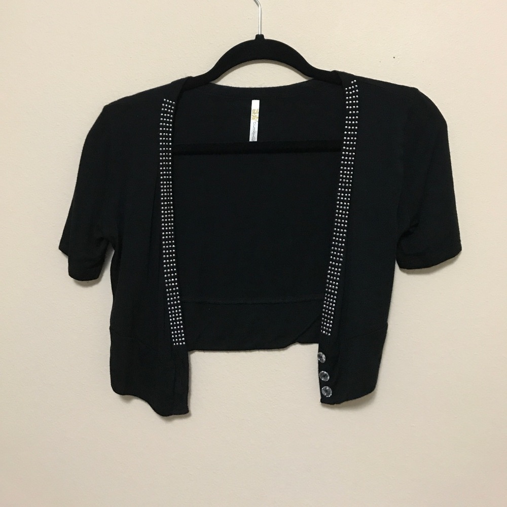 Black cropped cardigan with sparkly lining