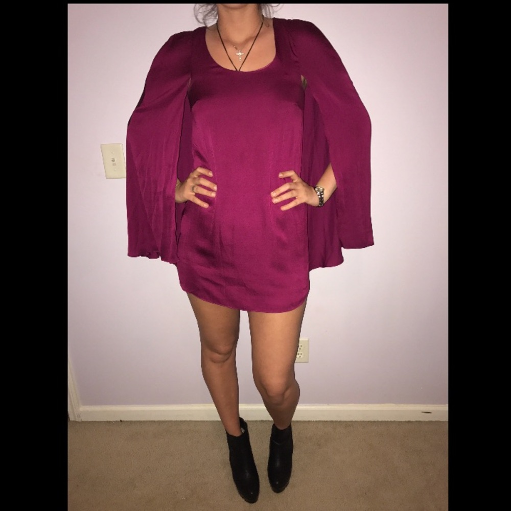 Revolve plum cape dress