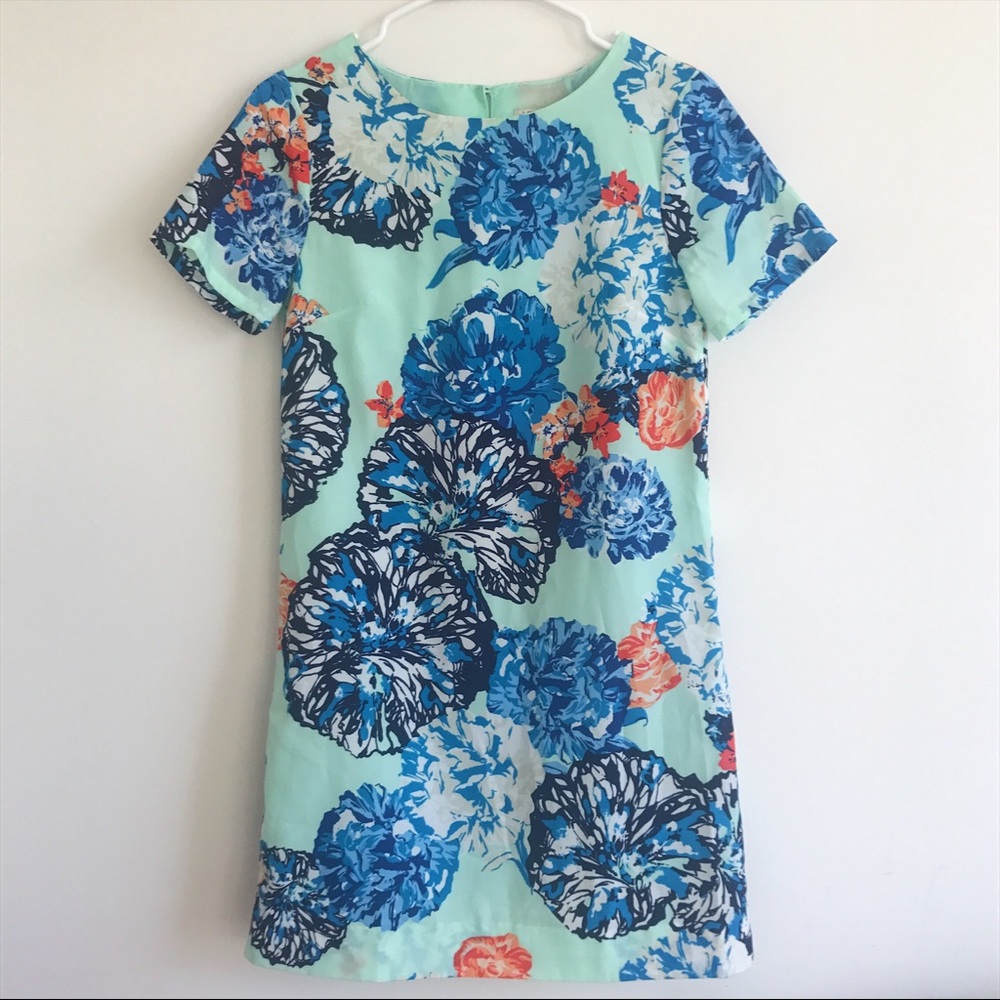J Crew Teal Floral Spring/Summer Dress