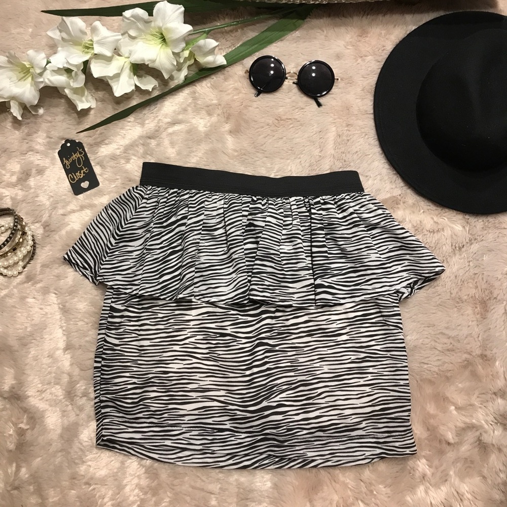 Zebra peplum mini skirt