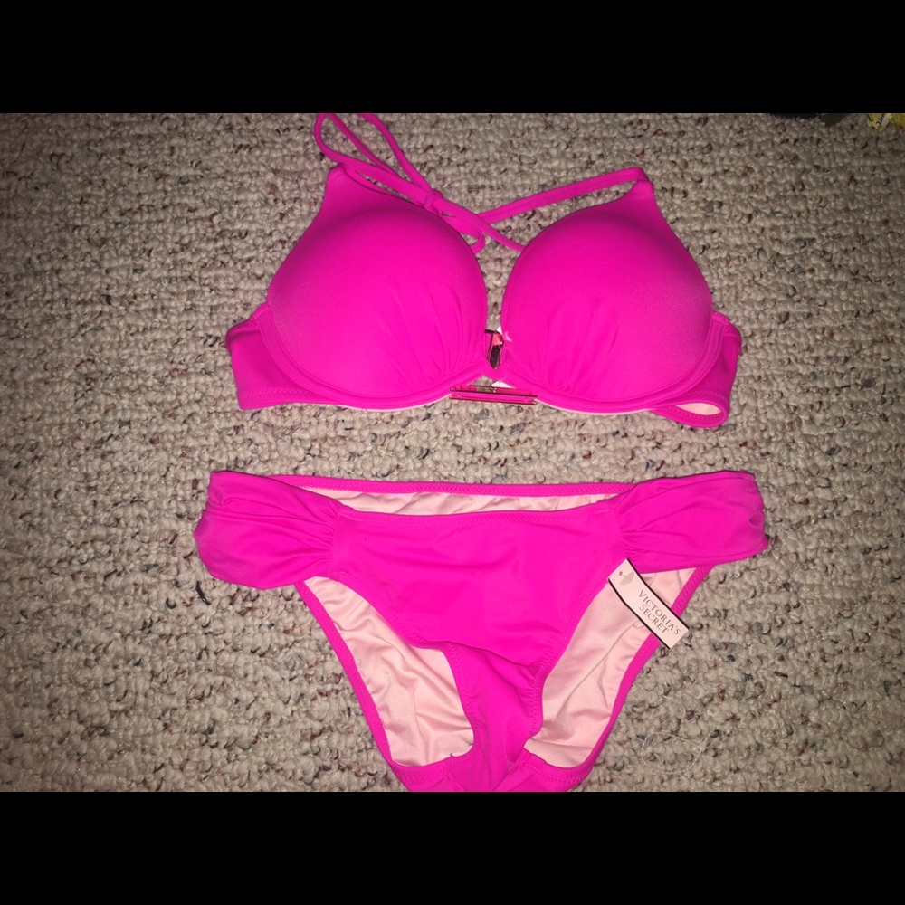 Victoria secret bikini. Hot pink bombshell push up