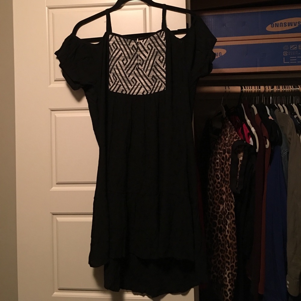 Black cold shoulder dress
