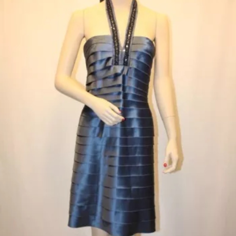BCBG MaxAzria poly halter dress 0
