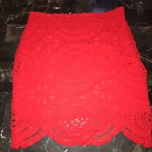 Red crocheted skirt NWOT