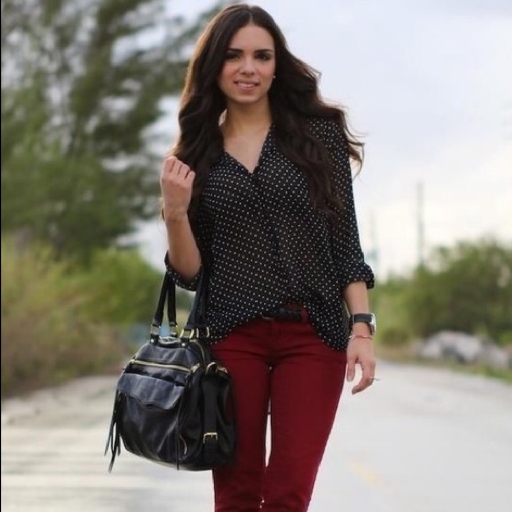 The Limited black and white polka dot sheer top