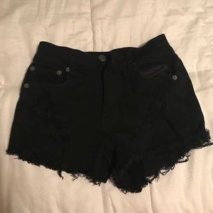 American eagle black denim shorts