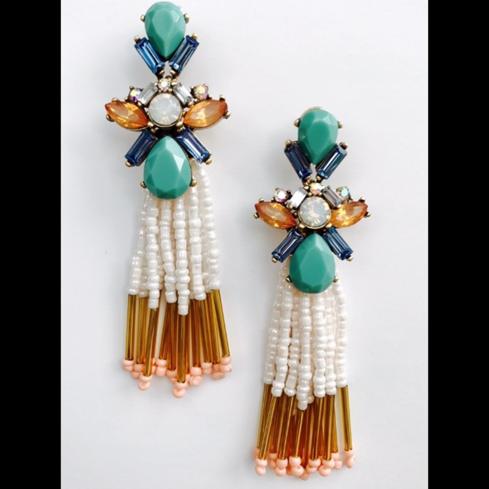Rhinestone Cluster Tassel Earrings