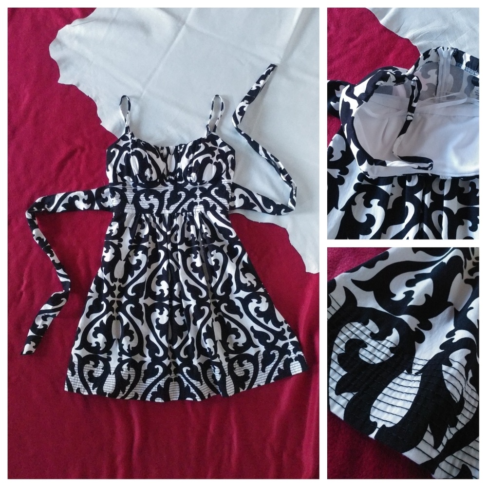Black & white design dress - adjustable straps