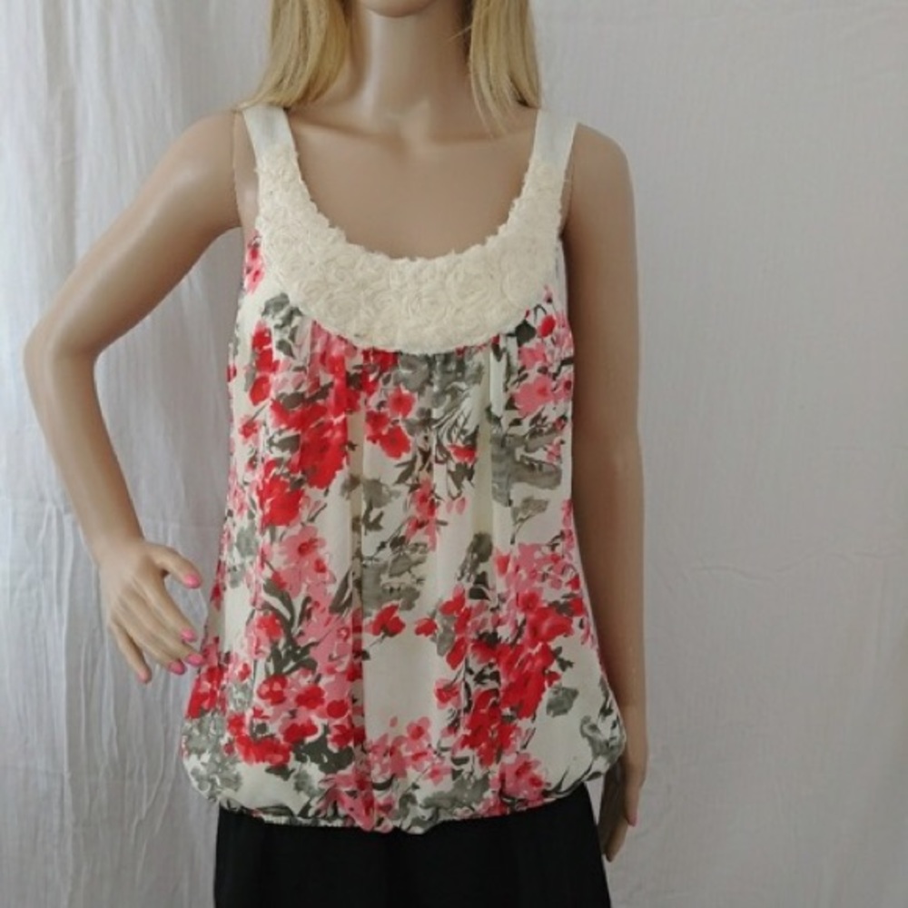 Wrapper - pink and cream floral shirt
