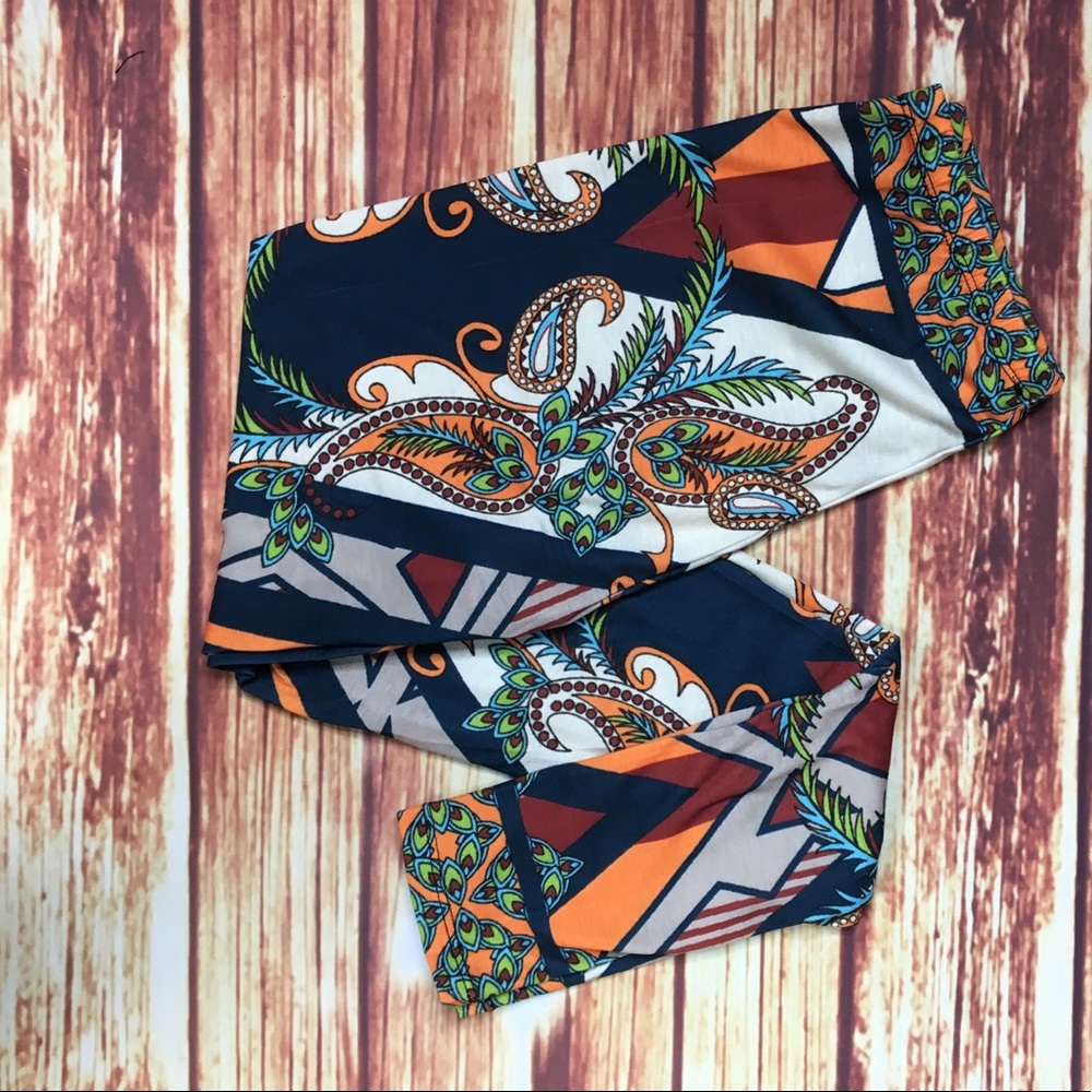 Paisley mixed print leggings