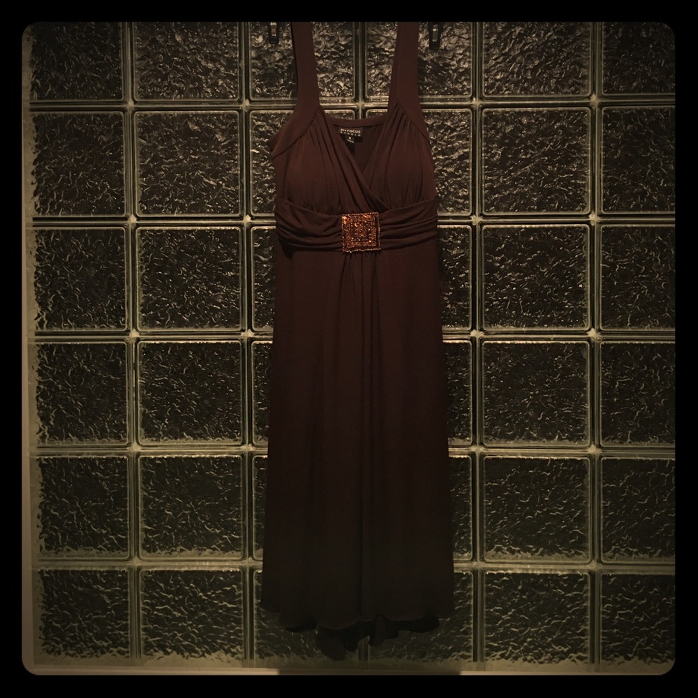 Brown dress with bead details