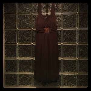 Brown dress with bead details