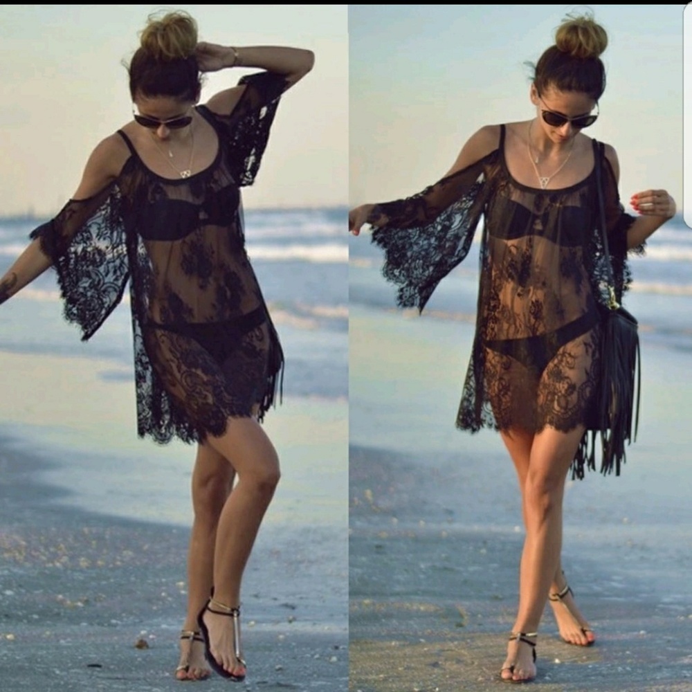 Lace Cold Shoulder Coverup