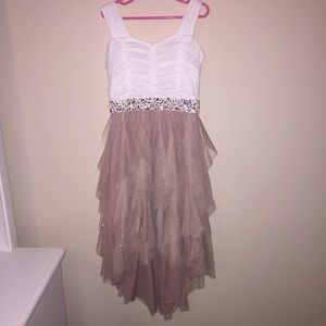 Tween Diva Jeweled Ruffled Glitter Hi-Low Dress