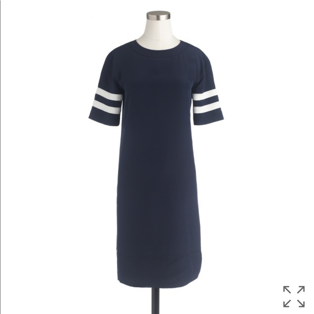 J Crew Silk Striped-Sleeve Dress Sz 8