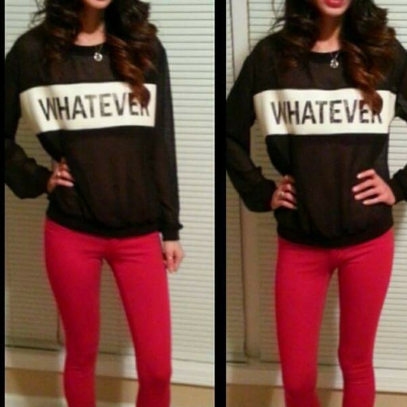 H&M Divided sheer 'Whatever' sweatshirt - Picture 1 of 6