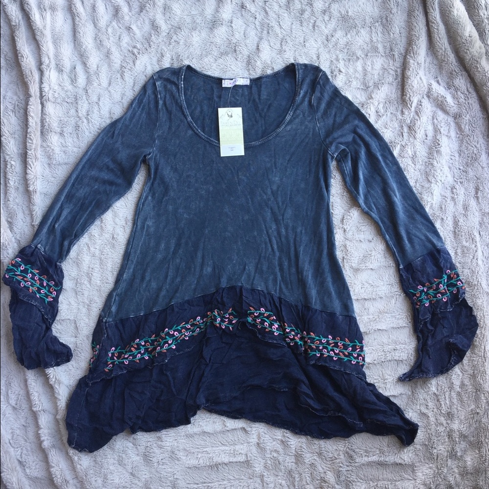 T Party Long Sleeve Tunic (Navy)