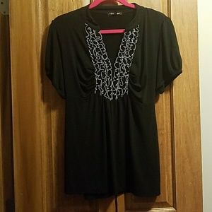 Black ruffle shirt