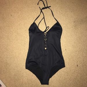 Lace Up Plunge One Piece