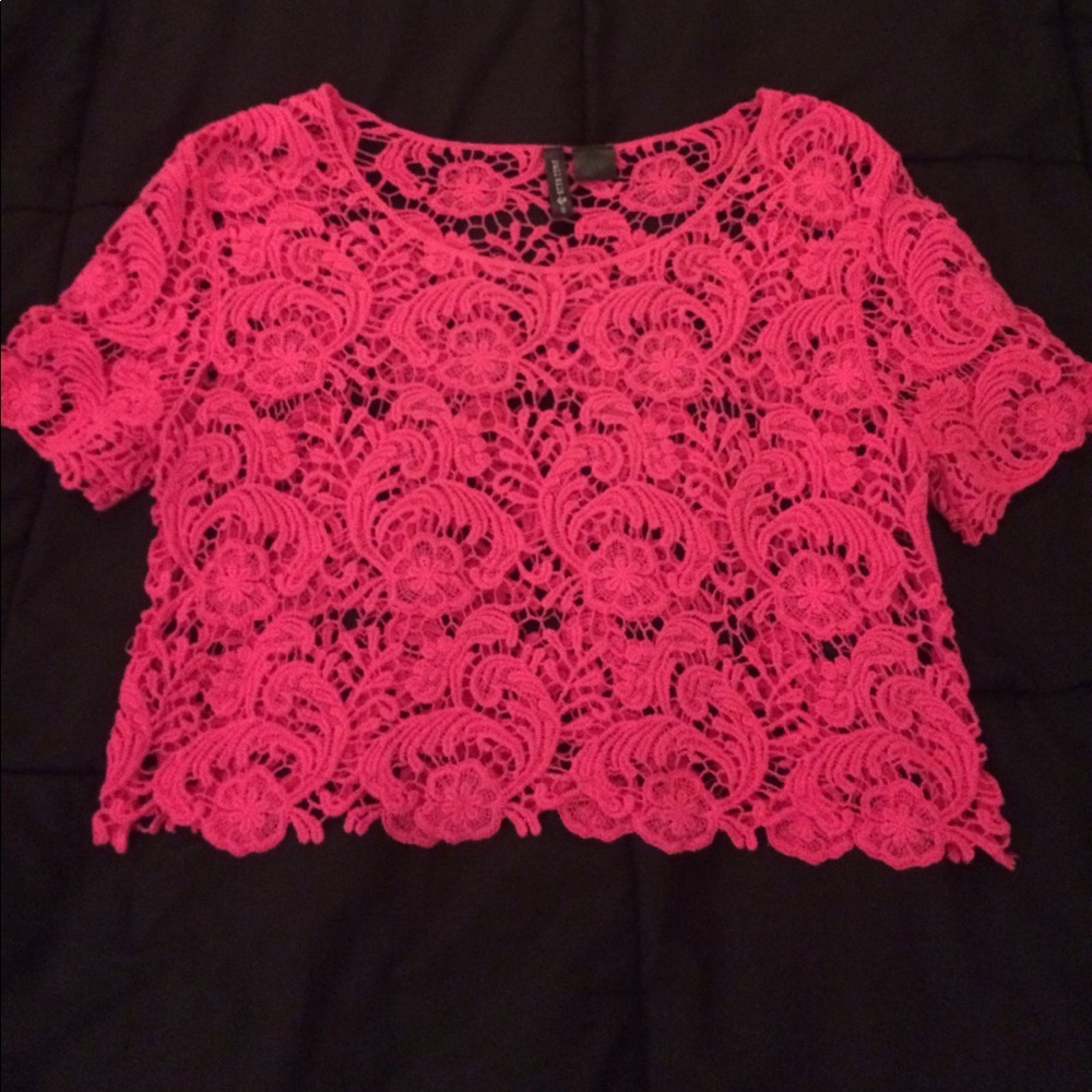 Pink lace tilly's full tilt crop top