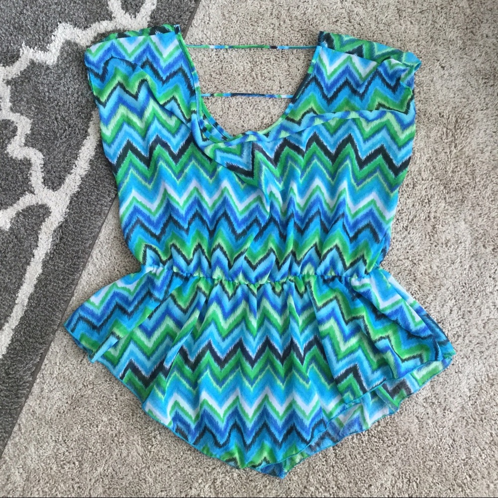 Breezy Aqua Watercolor Top