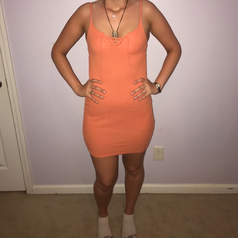 Orange Ribbed Topshop Dress