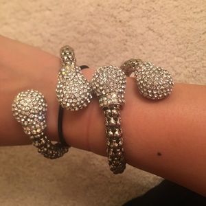 Set of two adjustable silver bracelets