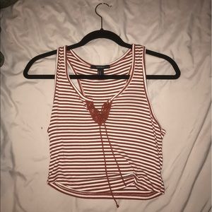 Striped lace up tank!
