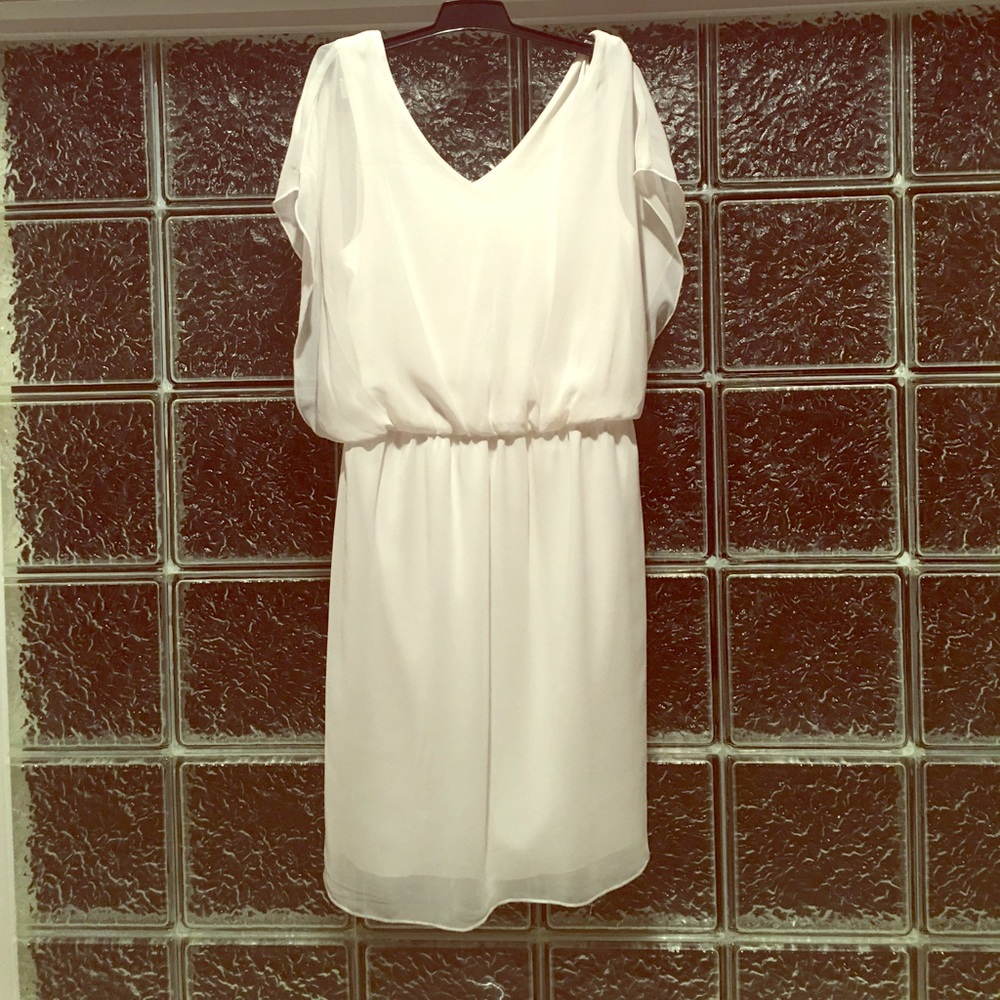 White dress with sheer overlay
