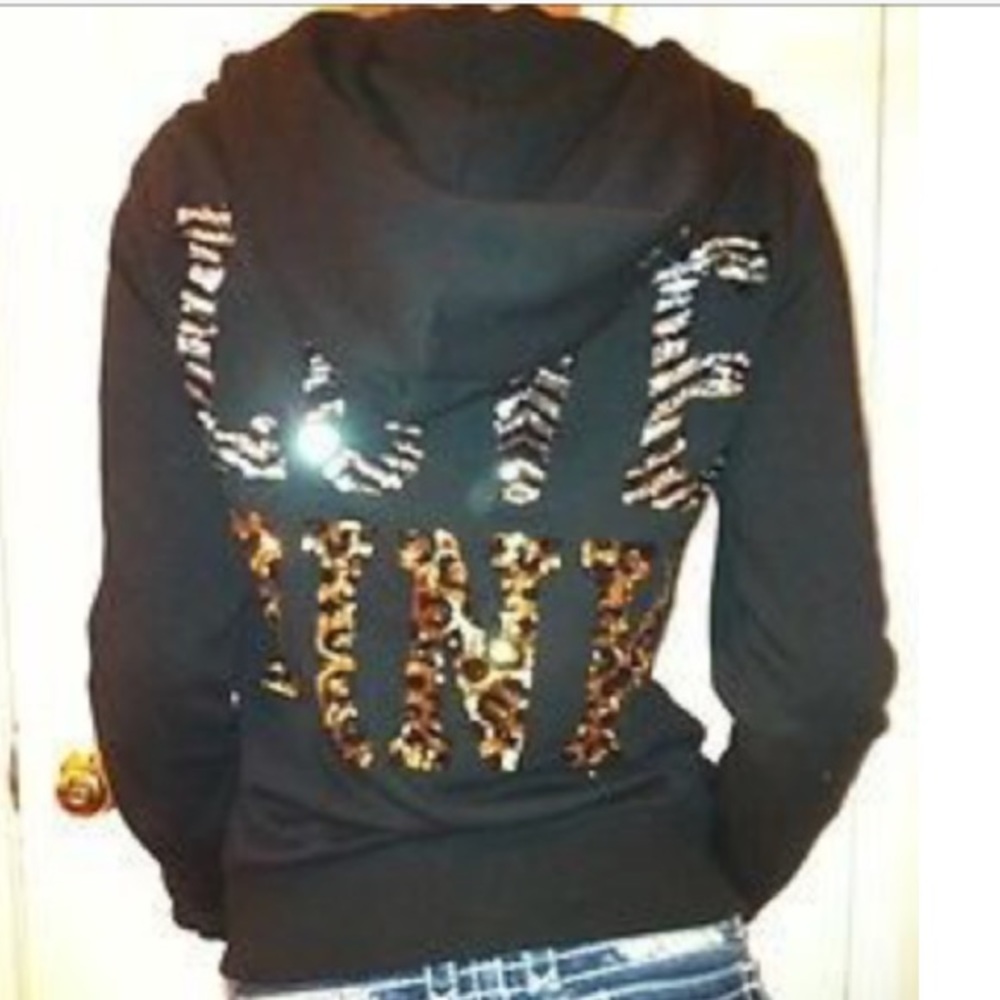 ISO cheetah/zebra print bling hoodie XS