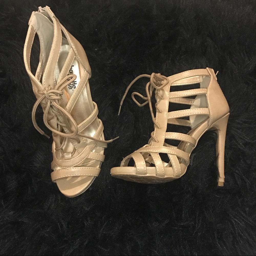 Lace tan high heels