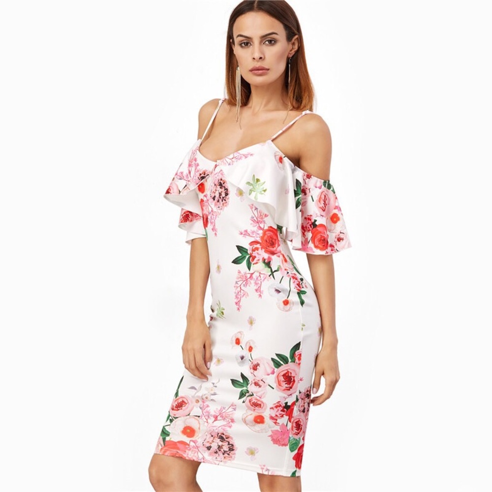 🌹Flounce Layered Wrap Floral Dress 🌹 - Picture 4 of 7