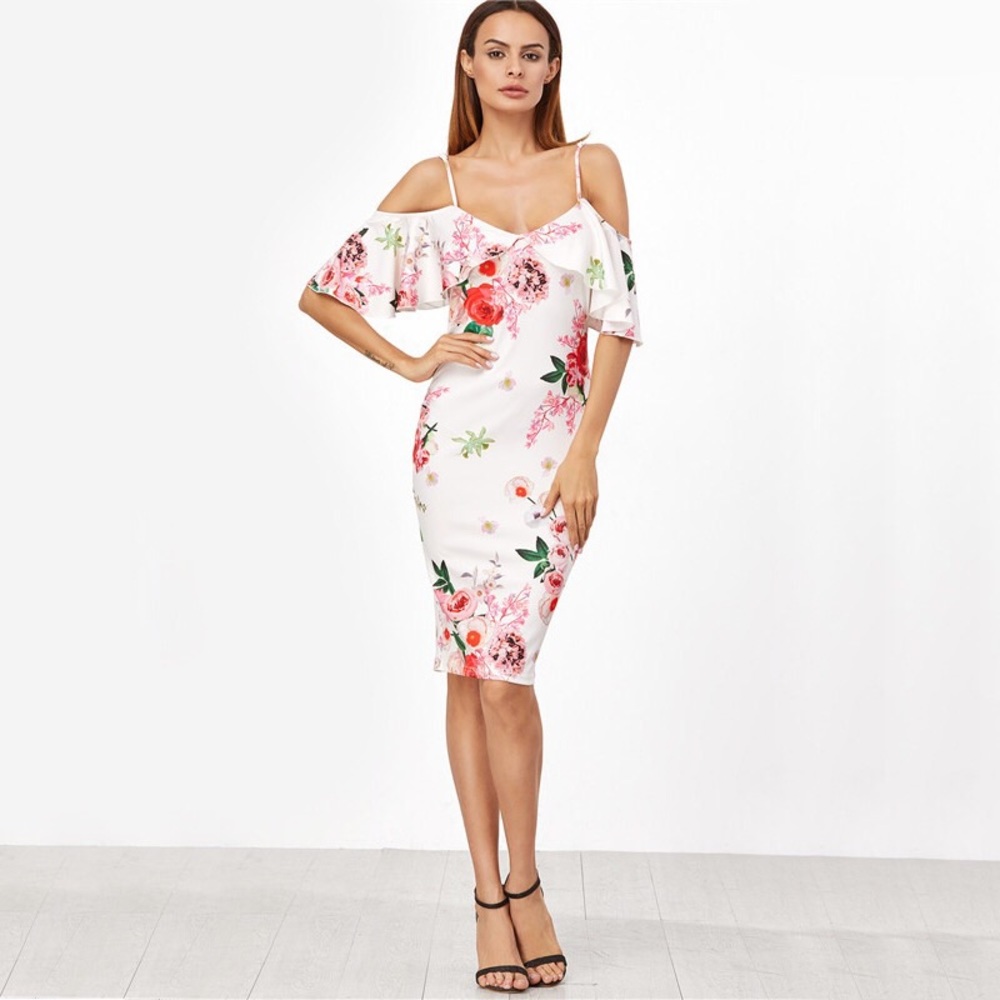 🌹Flounce Layered Wrap Floral Dress 🌹 - Picture 5 of 7