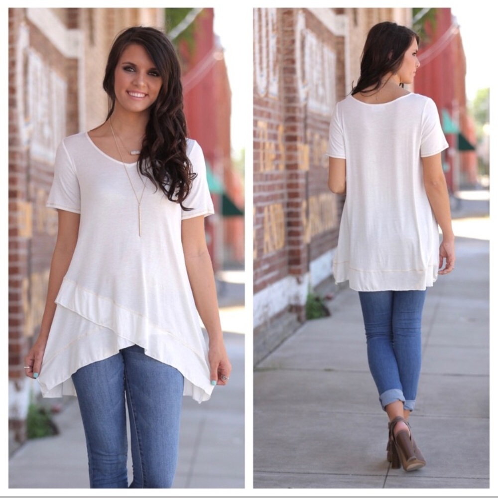 LAST (S) Ivory Cross Front Tunic