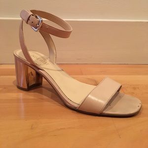 Nine West Nude Strappy Sandals w/ Block Heel 8.5