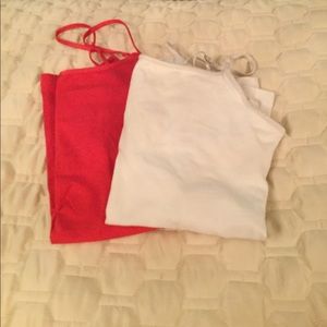 White and red tank tops with built in bra