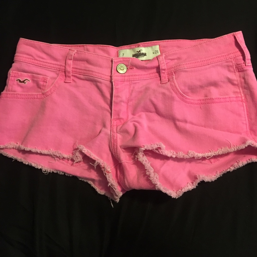 Neon pink jean shorts