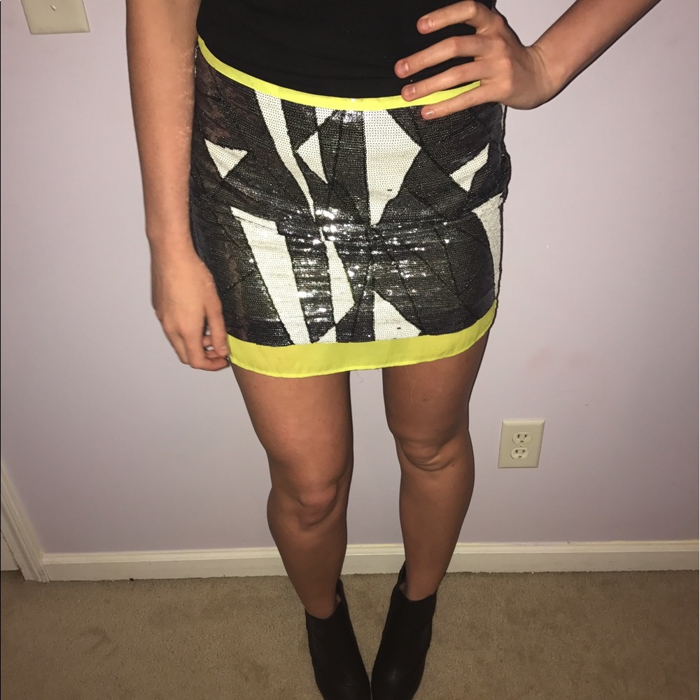 Silver And Yellow Sequin Skirt