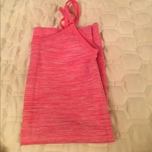 Pink and white workout tank top