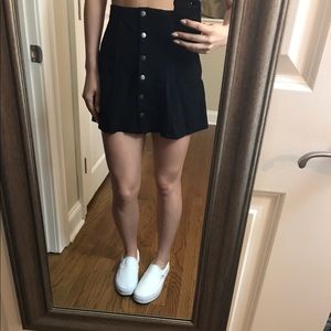 Black button up high waisted skirt