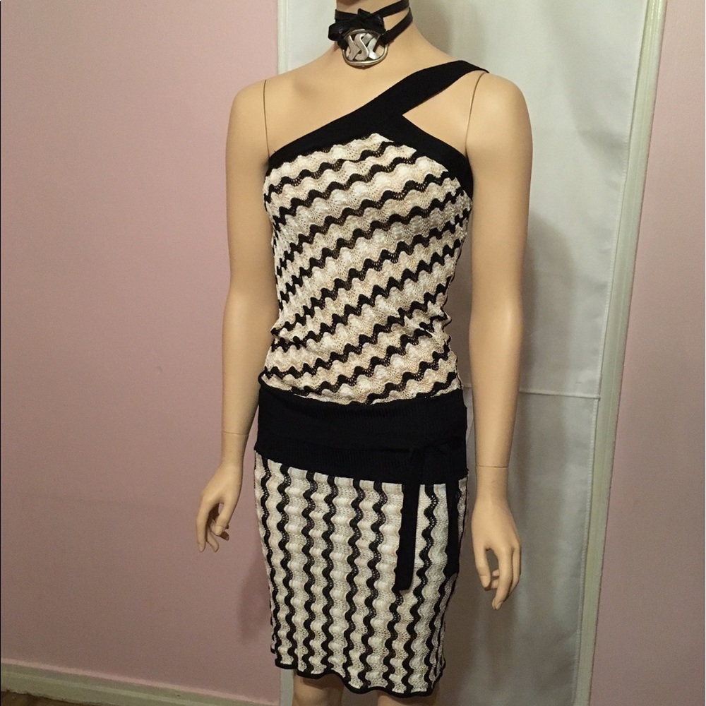 Bebe Crochet Dress with belt at hip/Missoni look