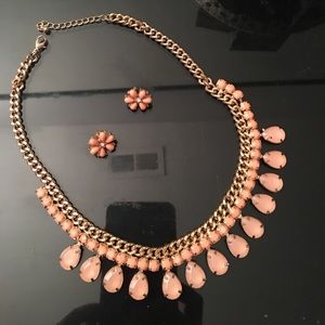 Peach and gold statement necklace