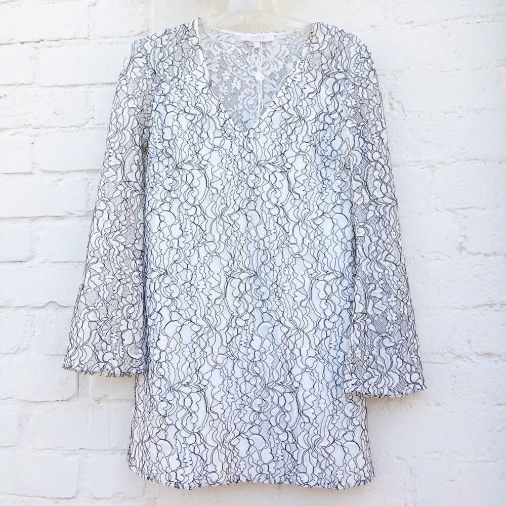 Wayf Lace Bell Sleeve Shift Dress