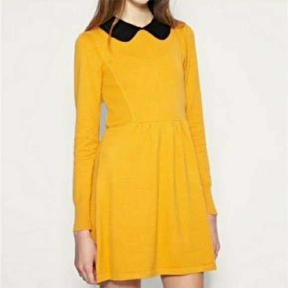 ASOS Dresses & Skirts - Asos Peter pan collar mustard dress size 6