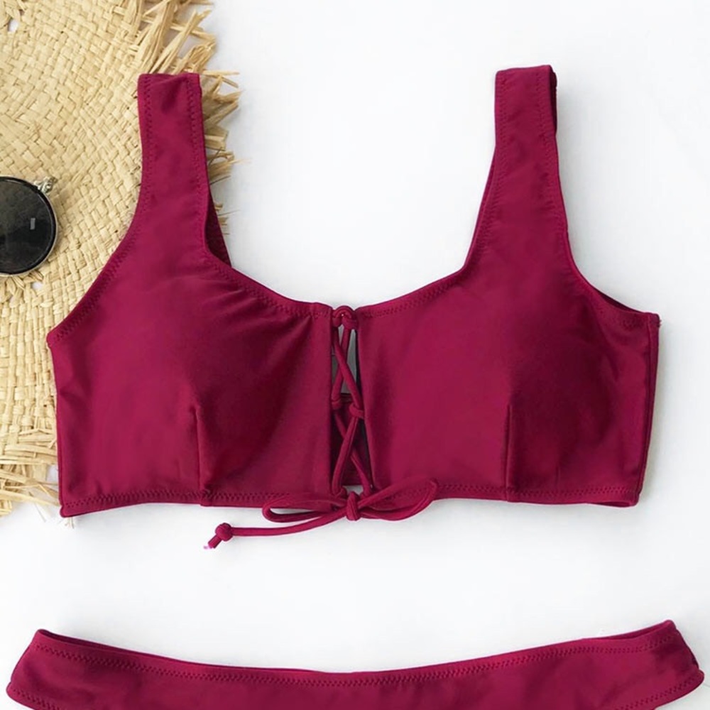 Cupshe Wine Tank Bikini Set