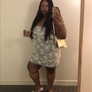 Grey plus size lace dress